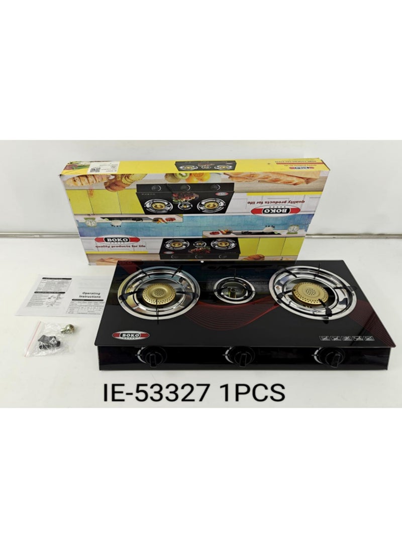 Boko موقد غاز مزدوج BOKO يعمل بالغاز LPG - تشطيب فضي - Image 4